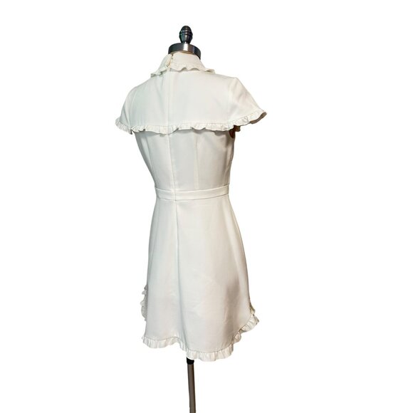 Gal Meets Glam Emma Ruffle Trim Above Knee Dress White Size 4 - Picture 6 of 8